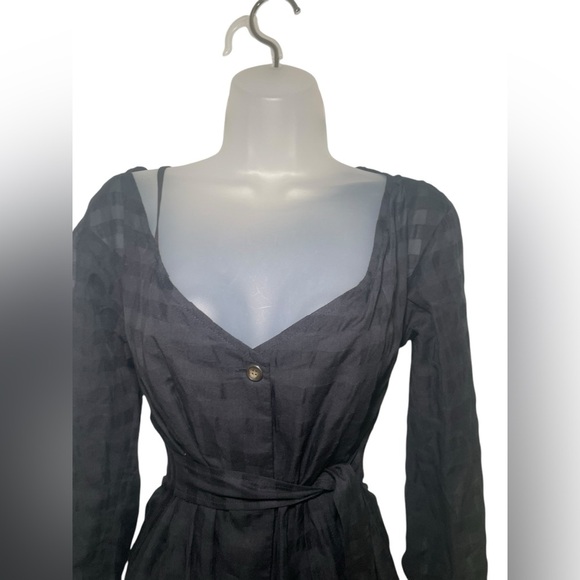 Deveaux New York Black Meadow Off The Shoulder Belted Midi Dress Size 0 - Picture 5 of 9